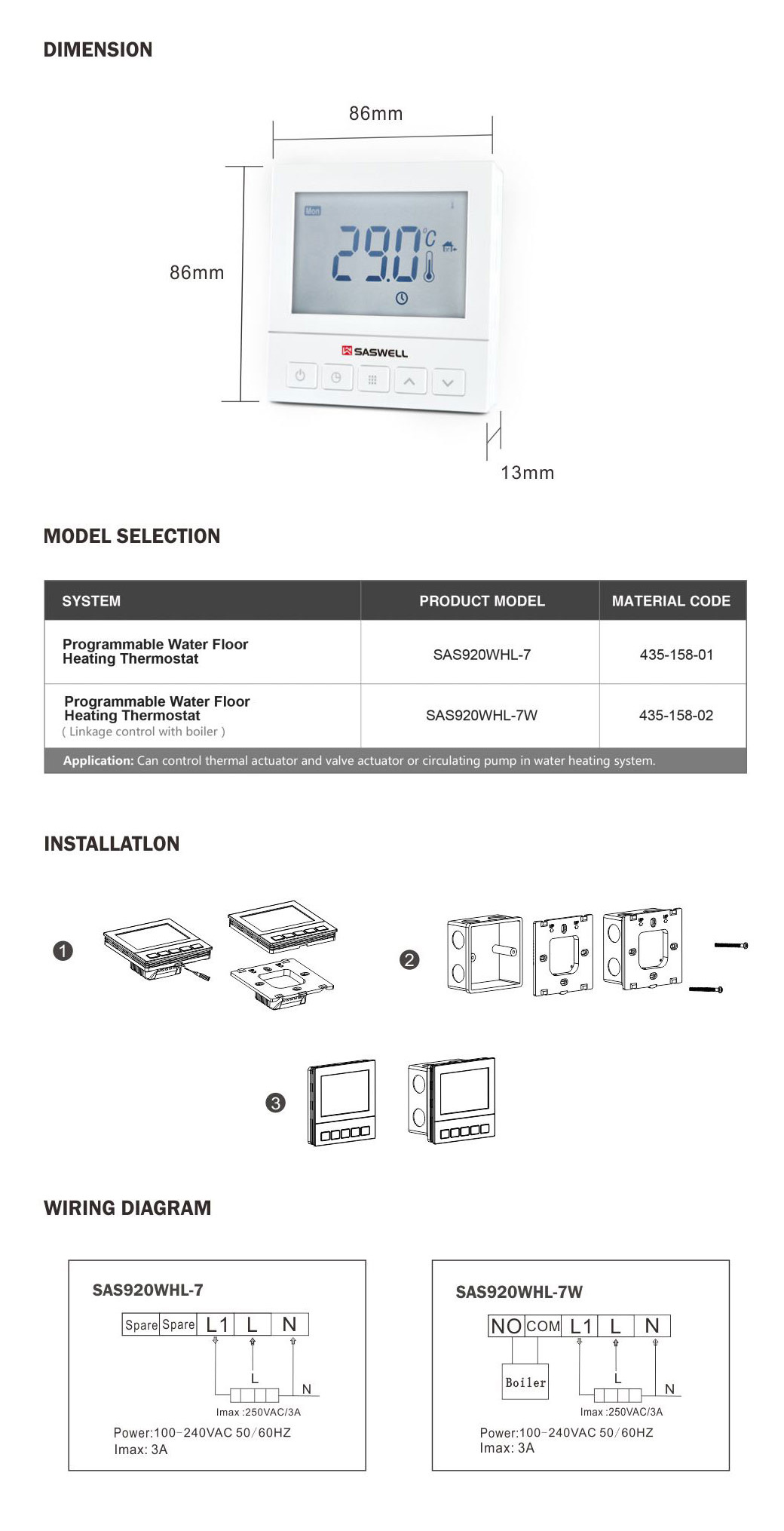 Water Floor Heating Thermostat