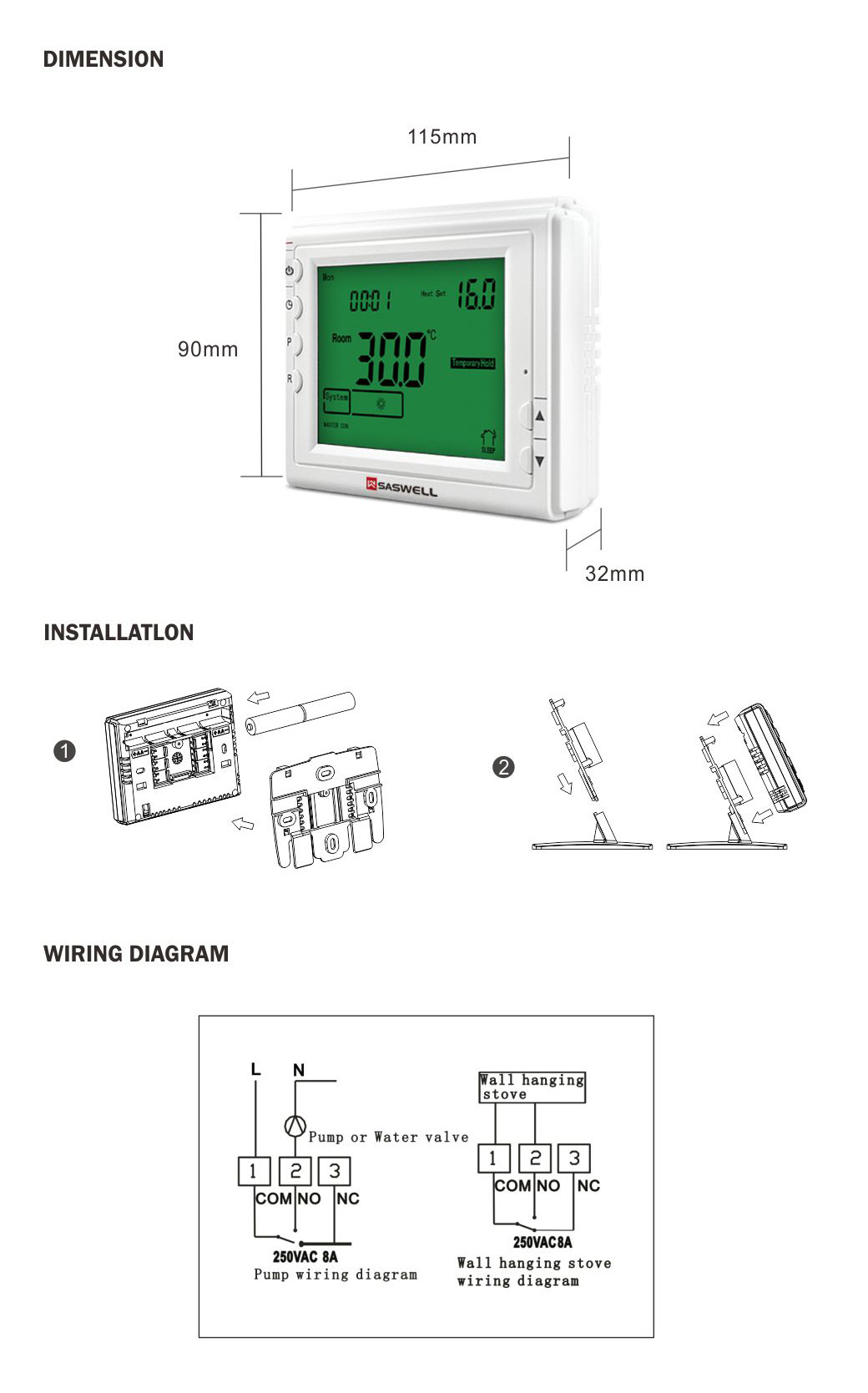 Water Boiler Floor Heating Thermostat