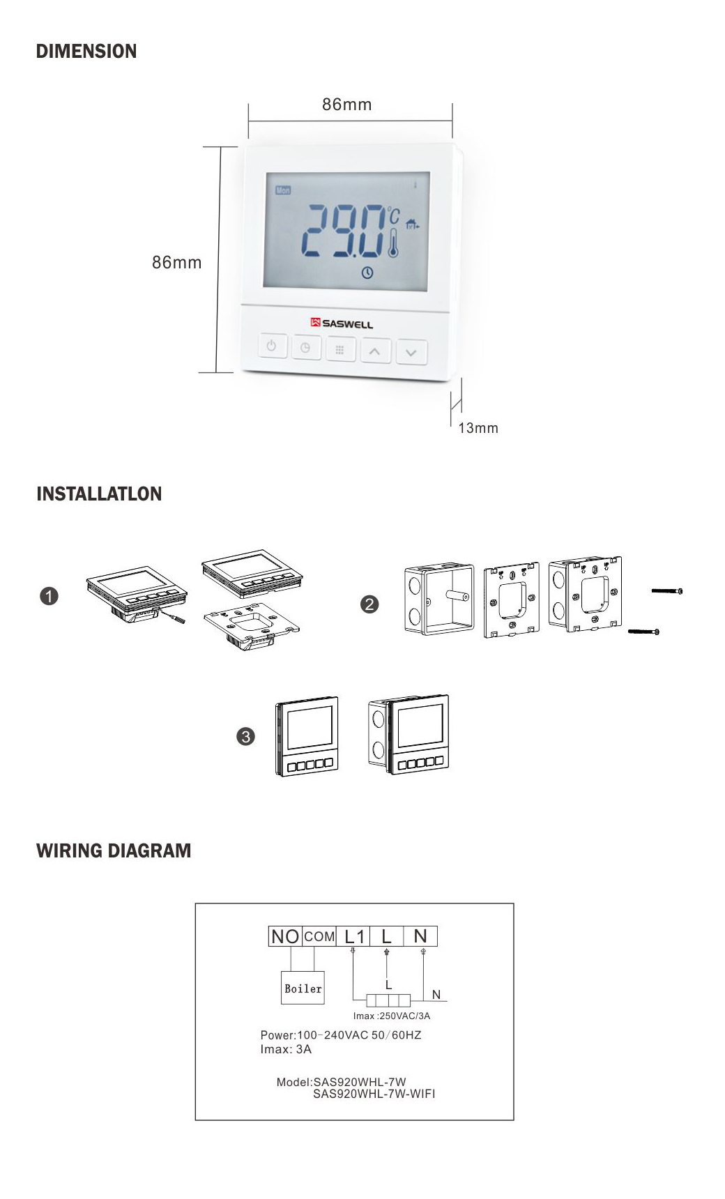 7 Day Wireless Programmable Thermostat