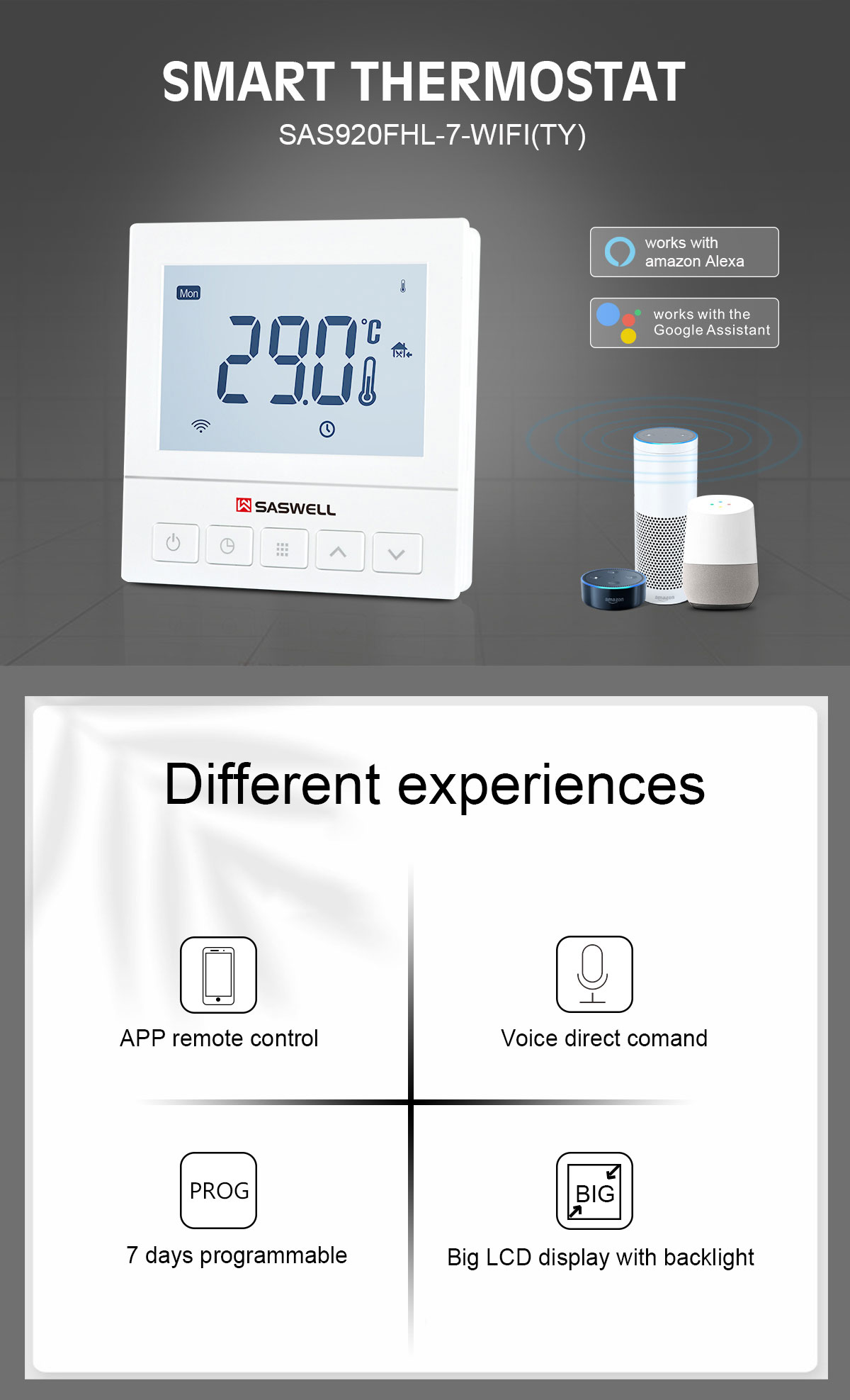 Tuya smart thermostat SAS920FHL-7-WIFI(TY)