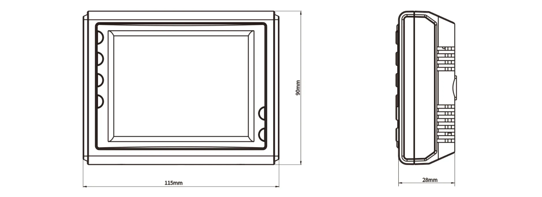 Modbus RTU Thermostat SAS908MTW Dimension Drawing