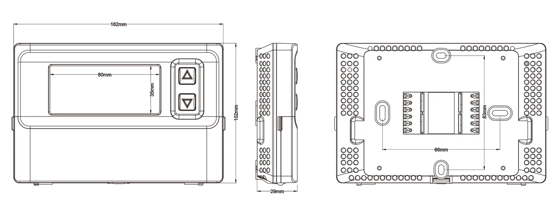 Saswell T21STK RTU/AHU Thermostat Dimension Drawing