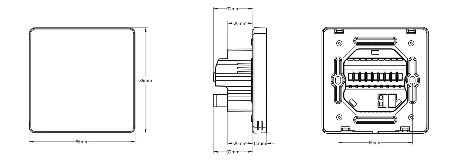 SAS965PIT Modulating Thermostat Product Dimensions Diagram