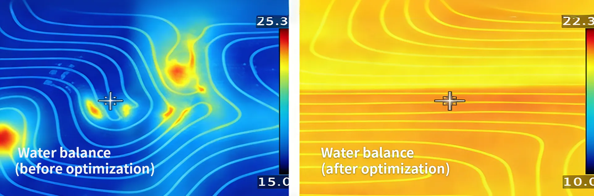 Thermal image comparison of UFH hot and cold spots