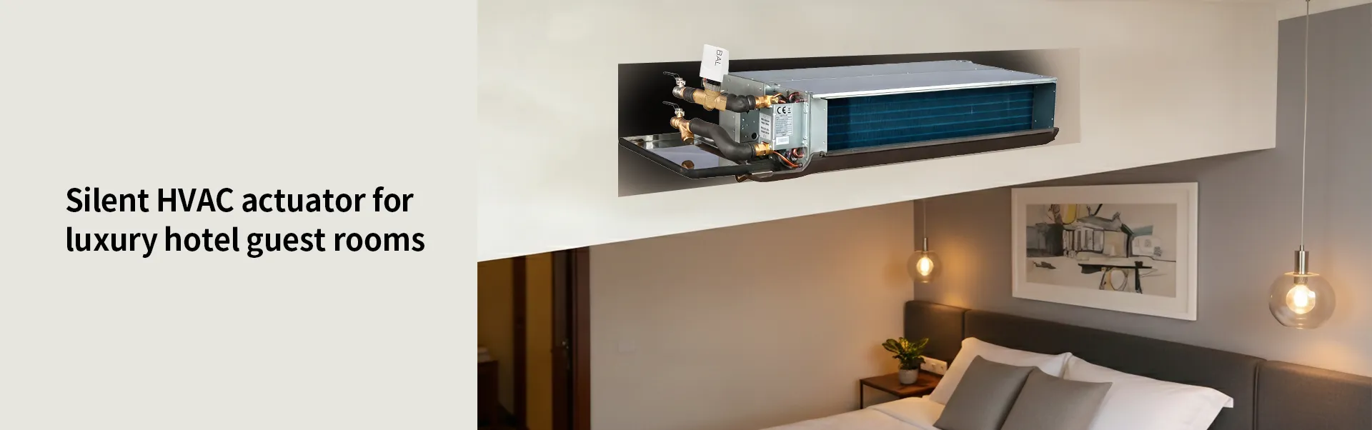 Silent HVAC actuator for luxury hotel guest rooms under 30dB