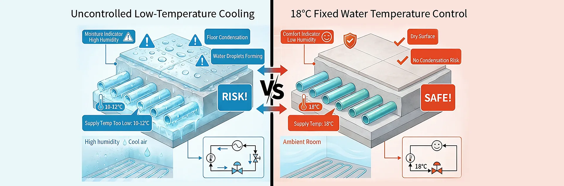 radiant cooling condensation protection fixed water temperature 