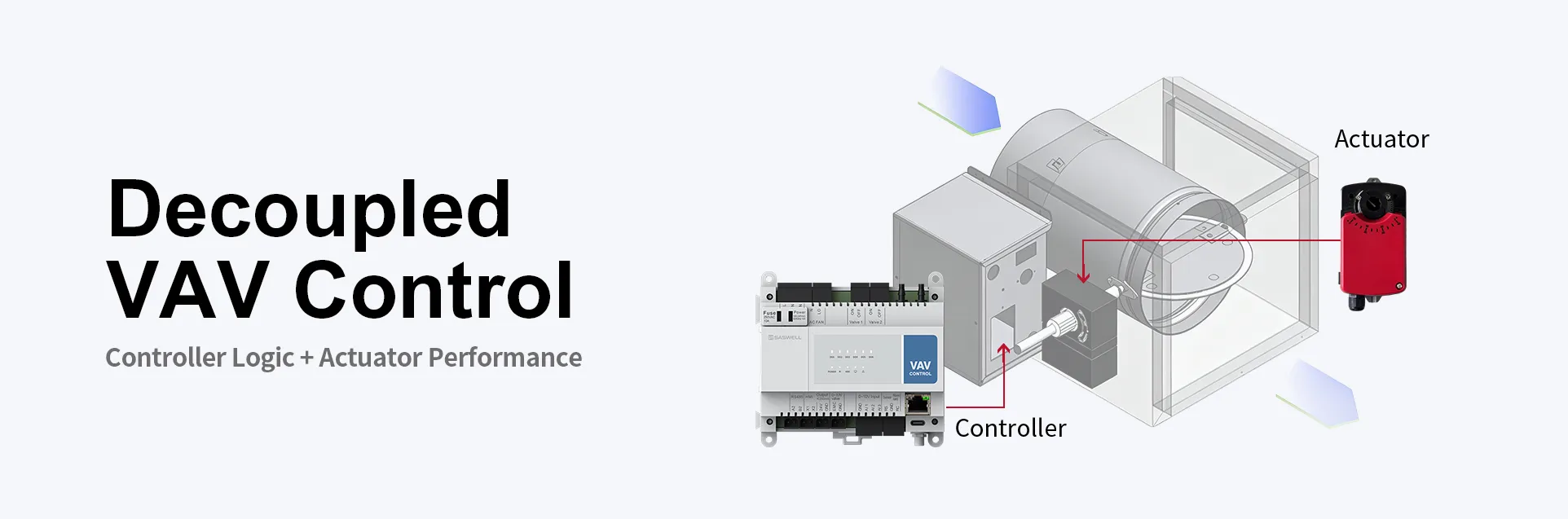 Decoupled VAV controller and actuator diagram