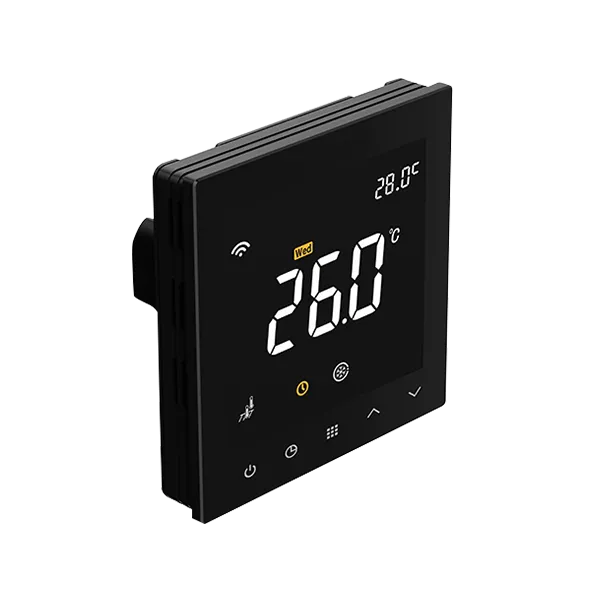 SAS922WHL touch-sensitive WiFi hydronic thermostat left side view