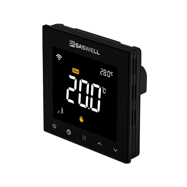 SAS922WHL touch-sensitive WiFi hydronic thermostat right side view