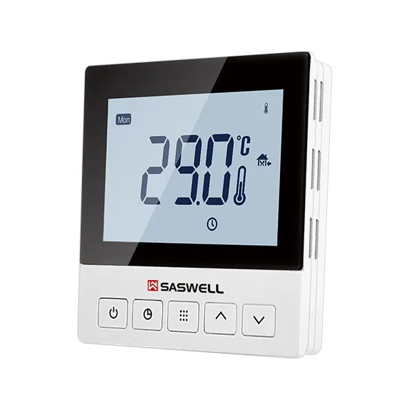 SAS921WHL digital LCD hydronic thermostat right side view