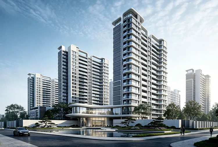 Advanced radiant climate control system in residential project exterior