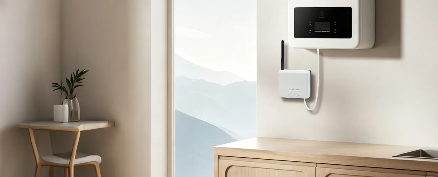 SAS2016DE2 dual channel wireless receiver for boiler control installed in kitchen scene