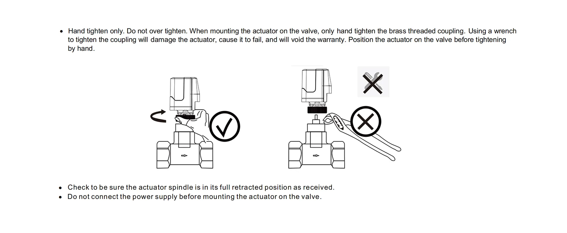 Installation guide for SA905-V 0-10V modulating electric thermal actuator