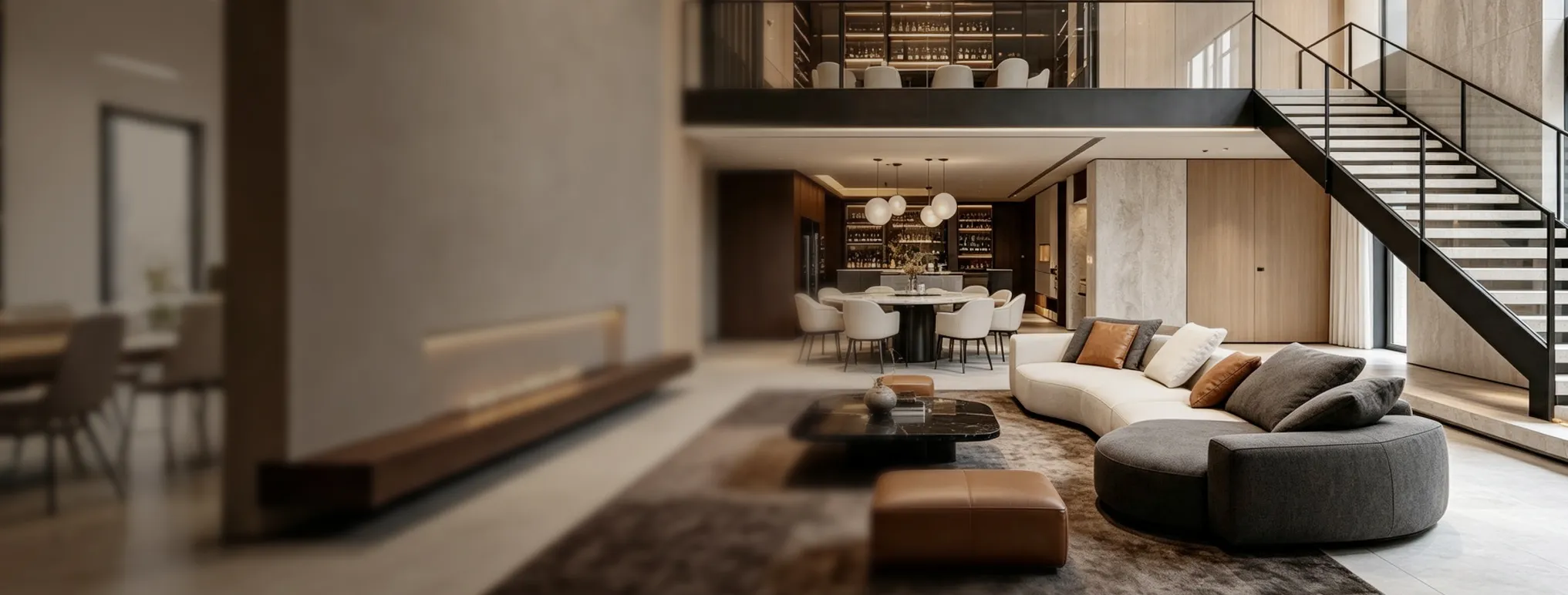 Wireless cascading wiring center solution in villa living room scene