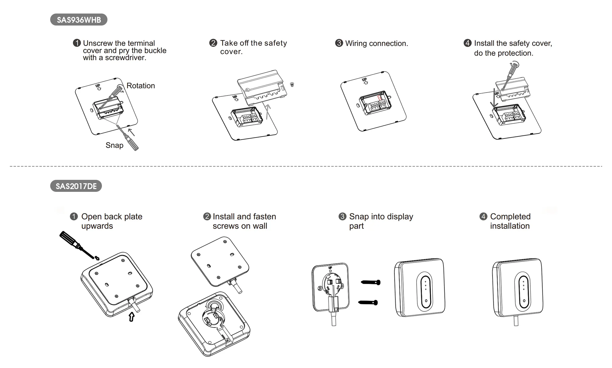 Installation guide for SAS936WHB Matter-enabled boiler thermostat