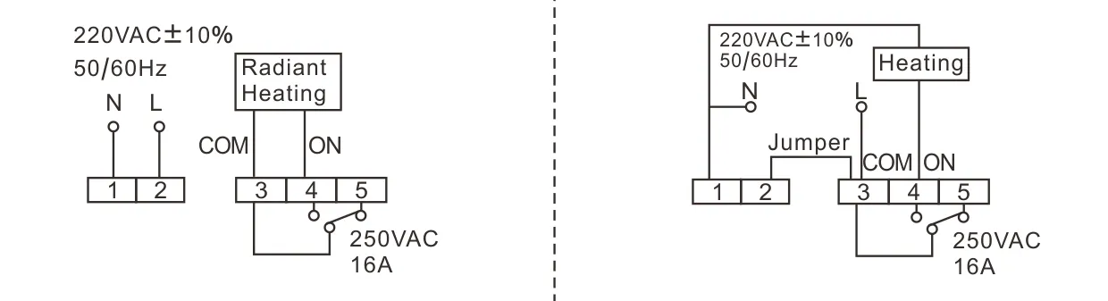 Wiring diagram for SAS816WHB manual rotary dial boiler thermostat