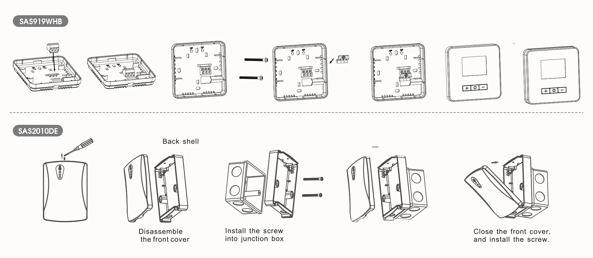 Installation guide for SAS919WHB non-programmable boiler thermostat