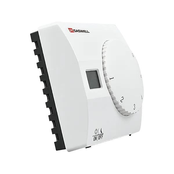Left side view of SAS816FHL non-programmable rotary dial electric heating thermosta