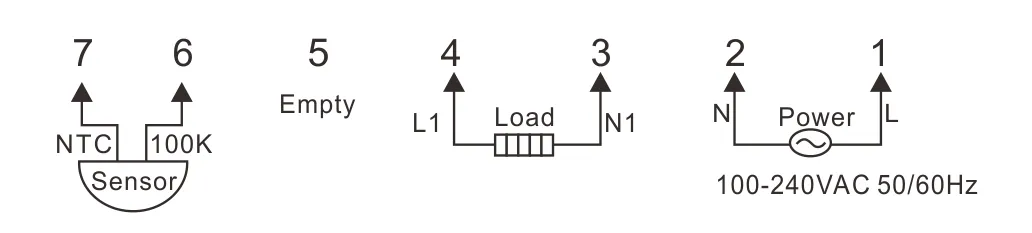 Wiring diagram for SAS921FHL digital LCD electric heating thermostat