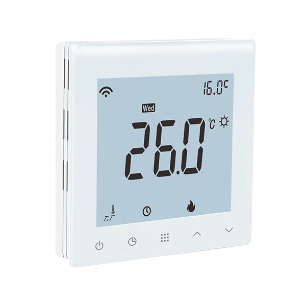 Left side view of SAS922FHL touch-sensitive WiFi electric heating thermostat