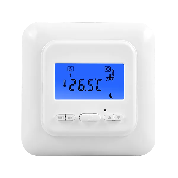 Front view of T38FHL programmable floor heating thermostat
