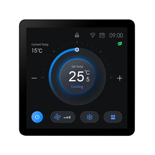 SAS965MTW 4-inch color touchscreen BACnet DX thermostat product display