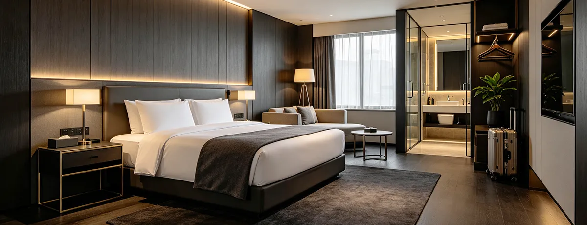 SAS922FCT interlock‑enabled fan coil thermostat for hotel guest room applications
