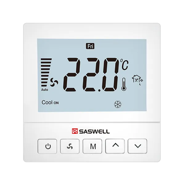 SAS920FCT LoRaWAN fan coil thermostat with energy metering product display